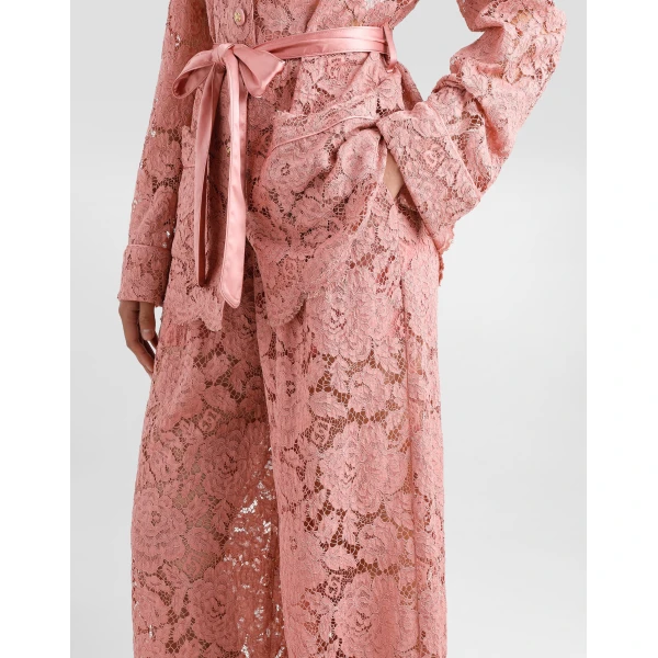 Dolce & Gabbana Flared floral cordonetto lace pants with DG logo, view 5