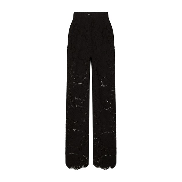 Dolce & Gabbana Flared floral cordonetto lace pants with DG logo