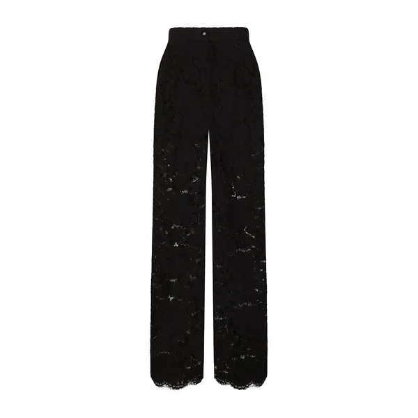 Dolce & Gabbana Flared floral cordonetto lace pants with DG logo