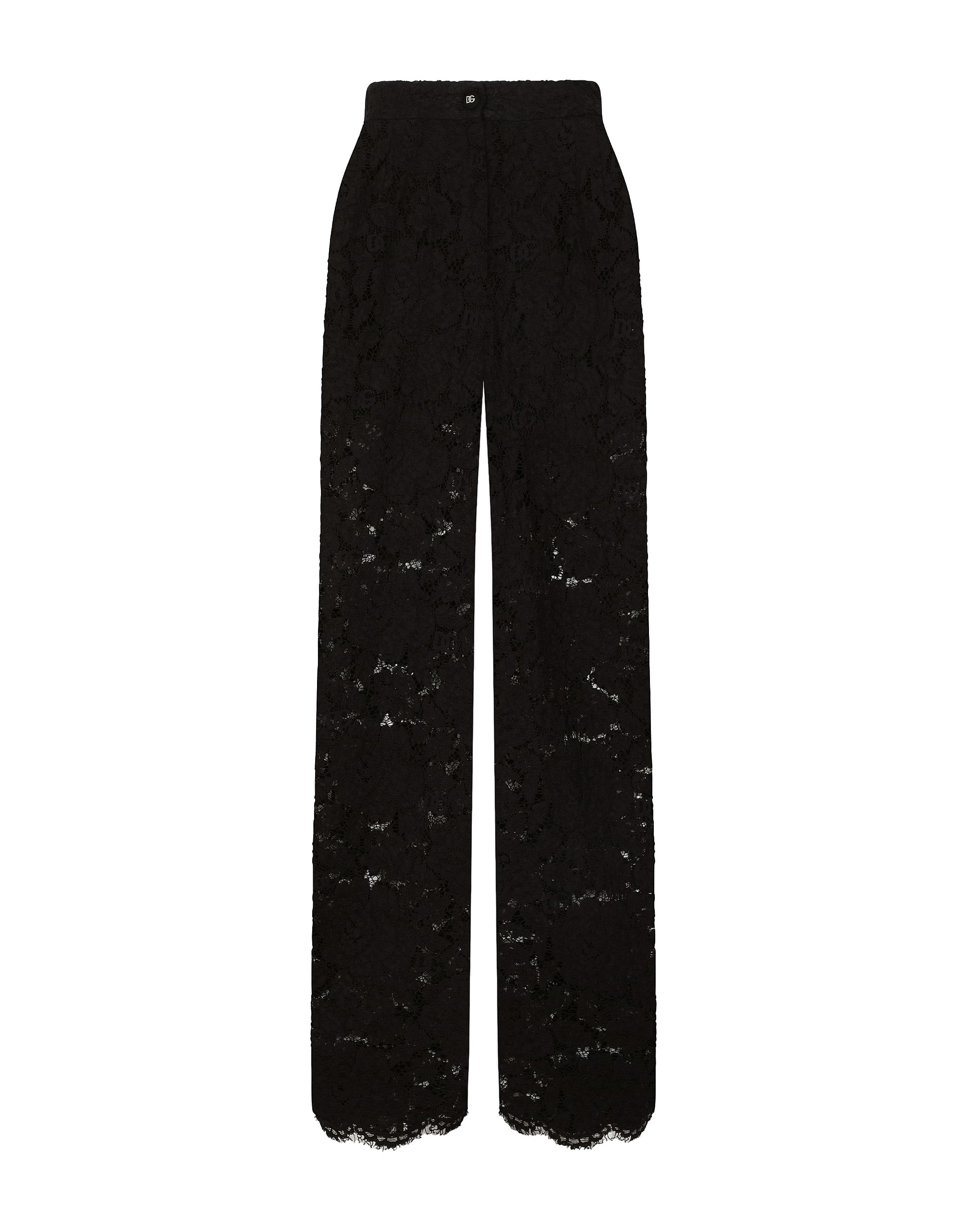 Dolce & Gabbana Flared floral cordonetto lace pants with DG logo