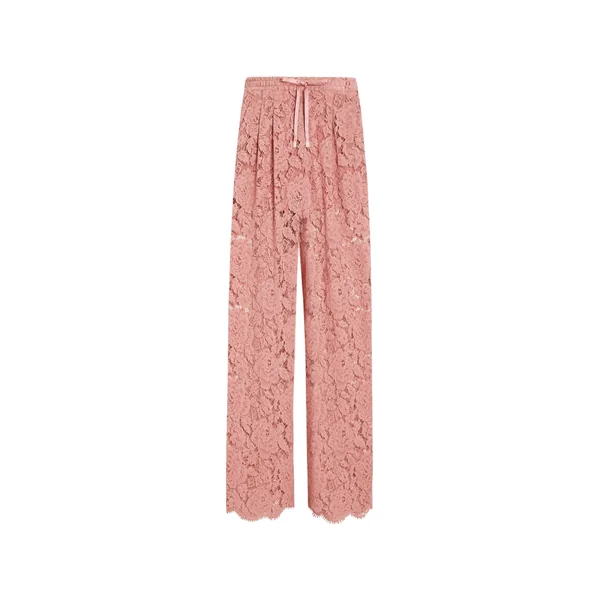 Dolce & Gabbana Flared floral cordonetto lace pants with DG logo