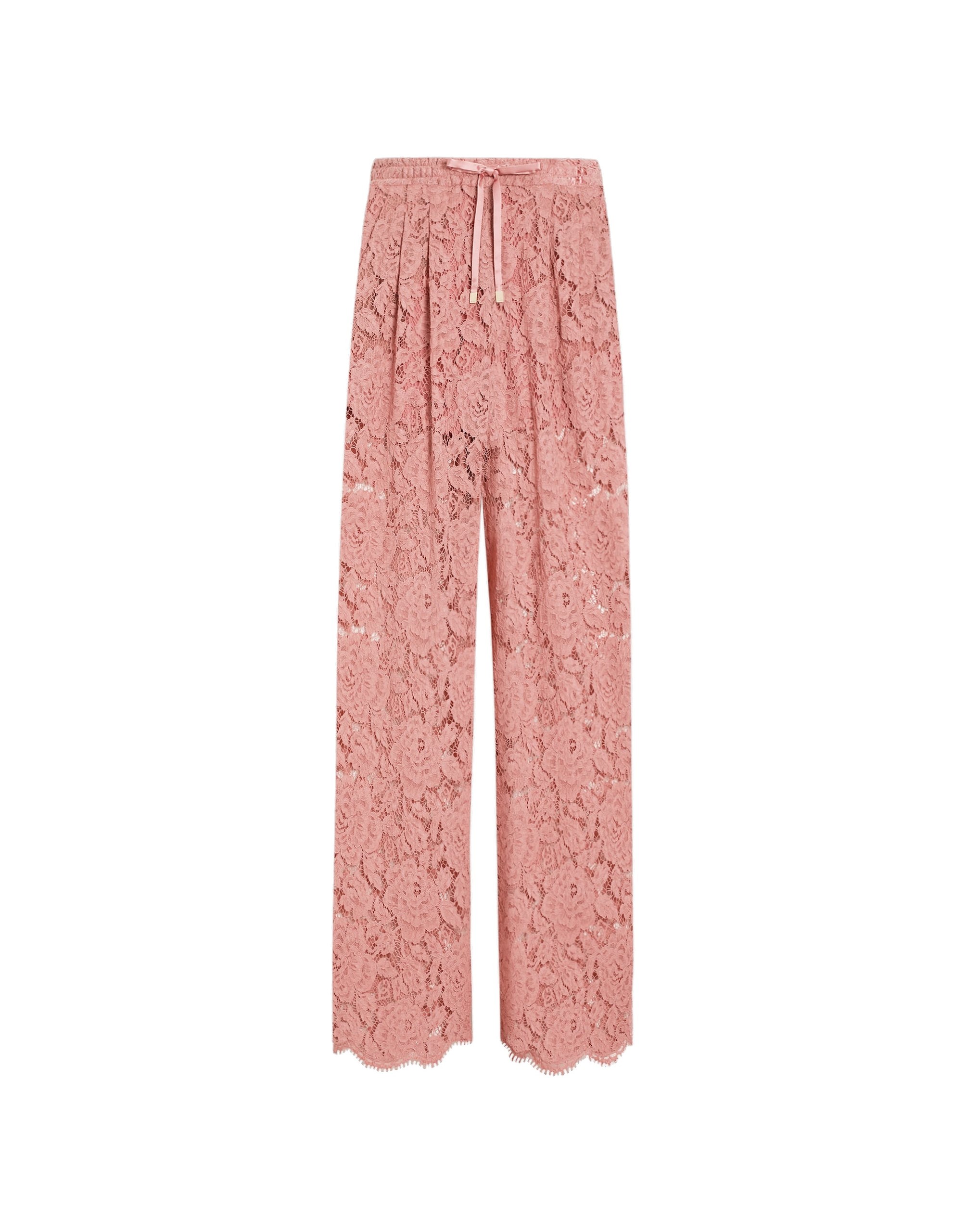 Dolce & Gabbana Flared floral cordonetto lace pants with DG logo
