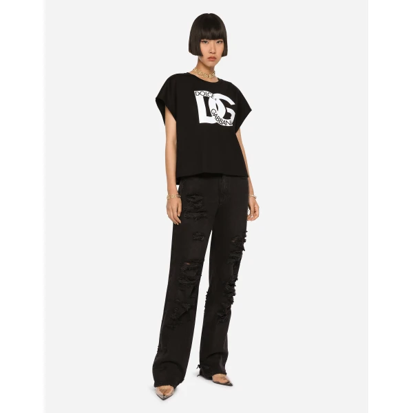 Dolce & Gabbana Flared jeans with ripped details, view 2