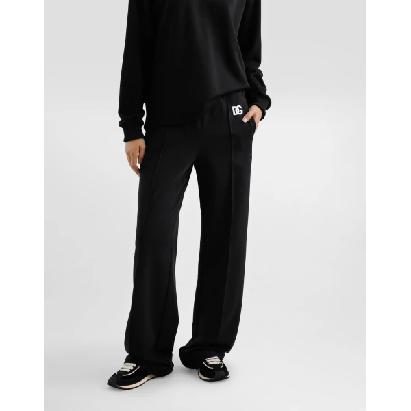 Dolce & Gabbana Flared jersey jogging pants with DG logo embroidery, view 4