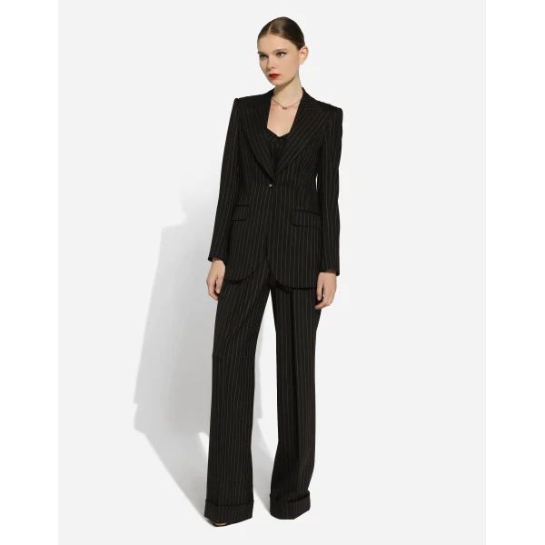 Dolce & Gabbana Flared pinstripe wool pants, view 5