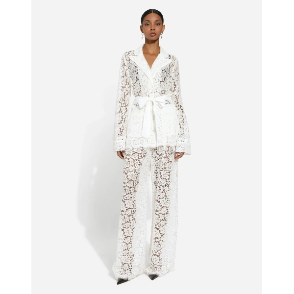 Dolce & Gabbana Floral cordonetto lace pajama shirt, view 2