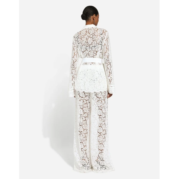 Dolce & Gabbana Floral cordonetto lace pajama shirt, view 3