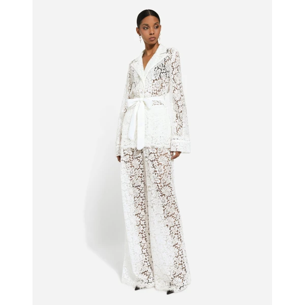 Dolce & Gabbana Floral cordonetto lace pajama shirt, view 5