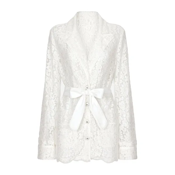 Dolce & Gabbana Floral cordonetto lace pajama shirt