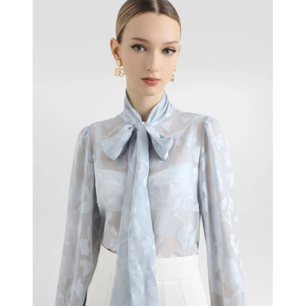 Dolce & Gabbana Floral fil coupé jacquard chiffon shirt, view 4