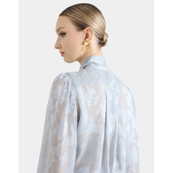 Dolce & Gabbana Floral fil coupé jacquard chiffon shirt, view 5