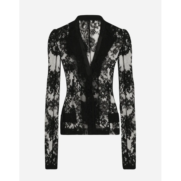 Dolce & Gabbana Floral lace jacket with satin details, view 2