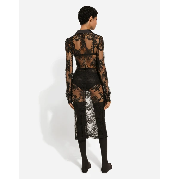 Dolce & Gabbana Floral lace jacket with satin details, view 4