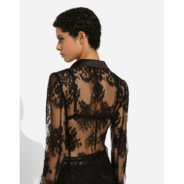 Dolce & Gabbana Floral lace jacket with satin details, view 6