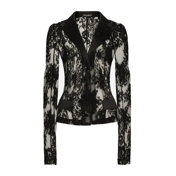 Dolce & Gabbana Floral lace jacket with satin details
