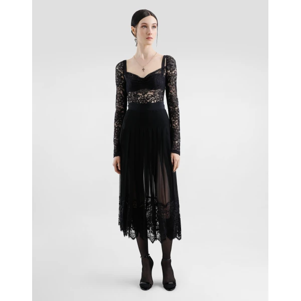 Dolce & Gabbana Floral lace top with a sweetheart neckline, view 2