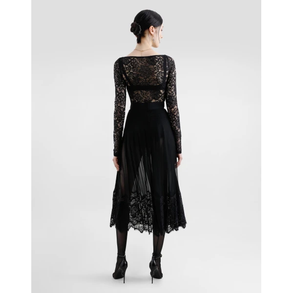 Dolce & Gabbana Floral lace top with a sweetheart neckline, view 3