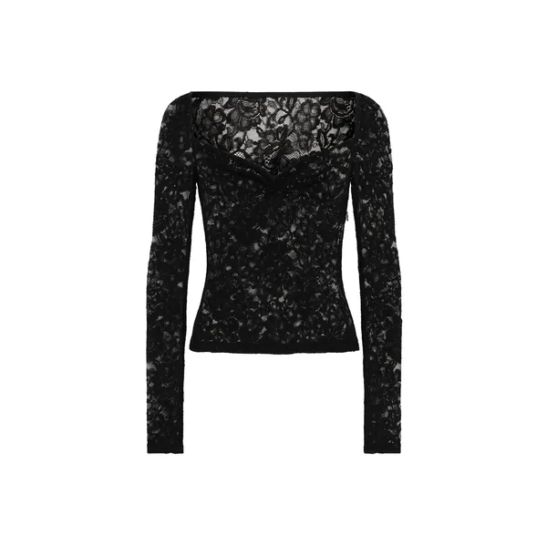 Dolce & Gabbana Floral lace top with a sweetheart neckline
