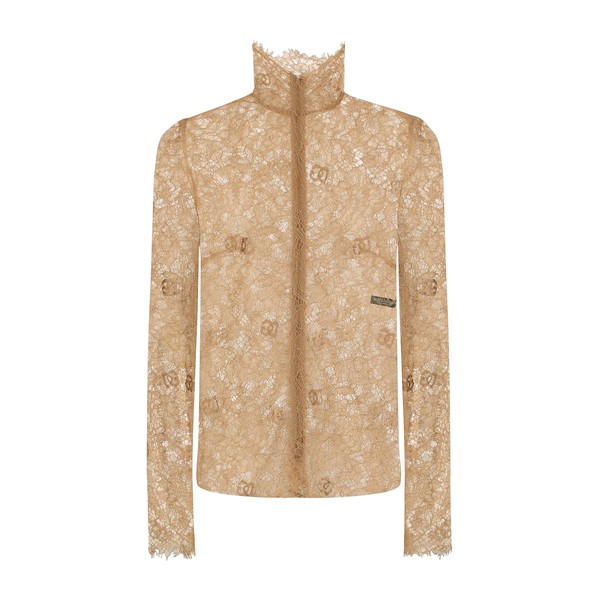 Dolce & Gabbana Floral lace turtle-neck blouse
