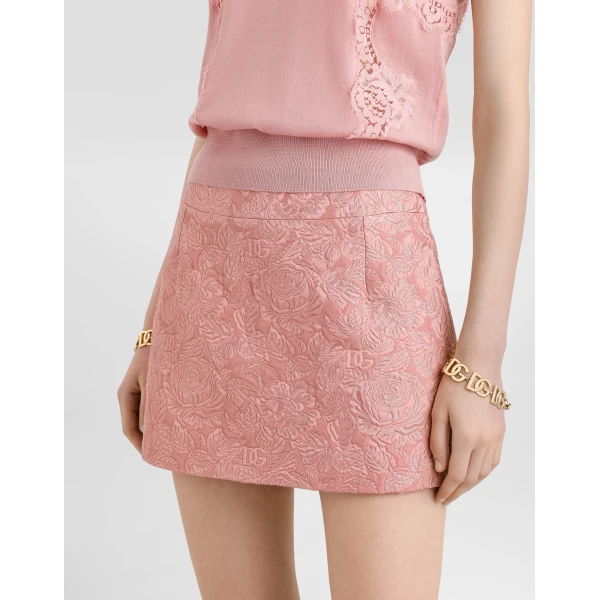 Dolce & Gabbana Floral matelassé jacquard miniskirt Skirt, view 5