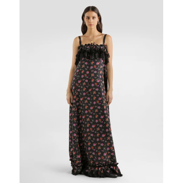 Dolce & Gabbana Floral-print habotai long dress, view 2
