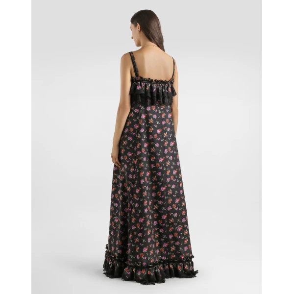 Dolce & Gabbana Floral-print habotai long dress, view 3