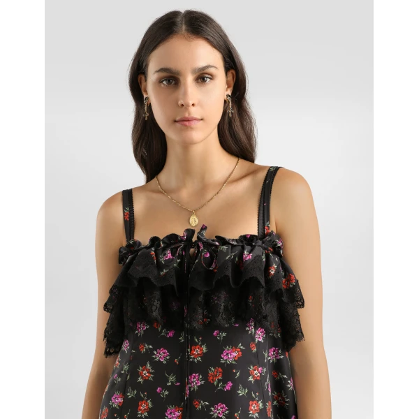 Dolce & Gabbana Floral-print habotai long dress, view 4