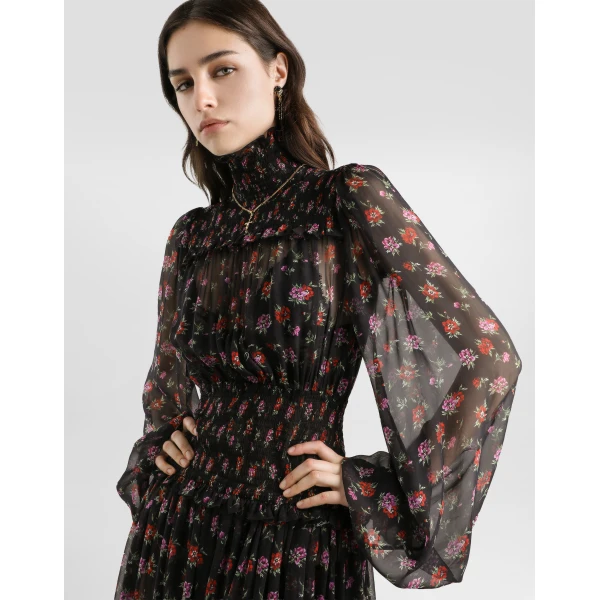 Dolce & Gabbana Floral-print long chiffon dress, view 4