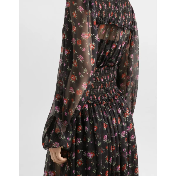 Dolce & Gabbana Floral-print long chiffon dress, view 5