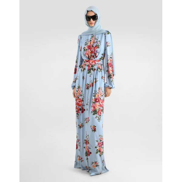 Dolce & Gabbana Flower bouquet-print charmeuse dress, view 2