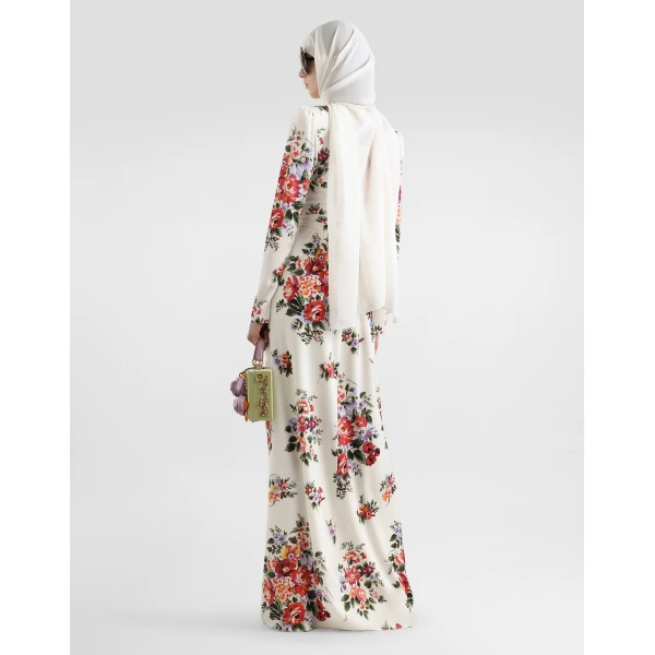 Dolce & Gabbana Flower bouquet-print charmeuse dress, view 3
