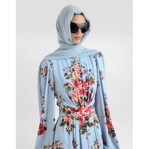 Dolce & Gabbana Flower bouquet-print charmeuse dress, view 4