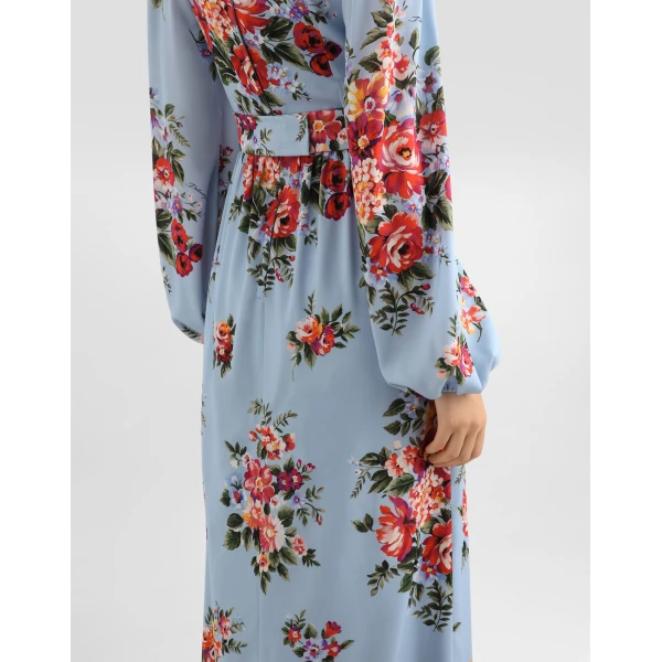 Dolce & Gabbana Flower bouquet-print charmeuse dress, view 5