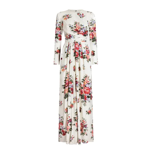 Dolce & Gabbana Flower bouquet-print charmeuse dress