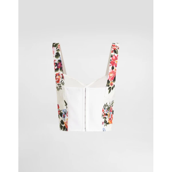 Dolce & Gabbana Flower bouquet-print cotton bustier top, view 2