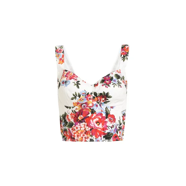 Dolce & Gabbana Flower bouquet-print cotton bustier top