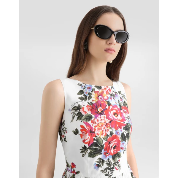 Dolce & Gabbana Flower bouquet-print cotton dress, view 4