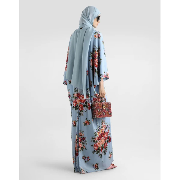 Dolce & Gabbana Flower bouquet-print long charmeuse dress, view 3