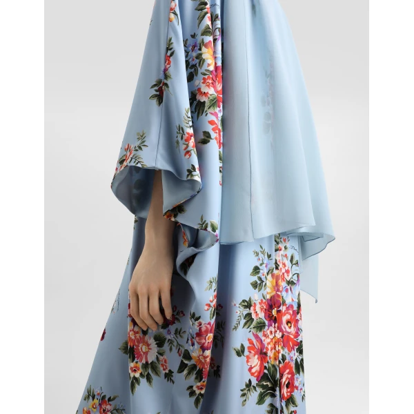 Dolce & Gabbana Flower bouquet-print long charmeuse dress, view 5