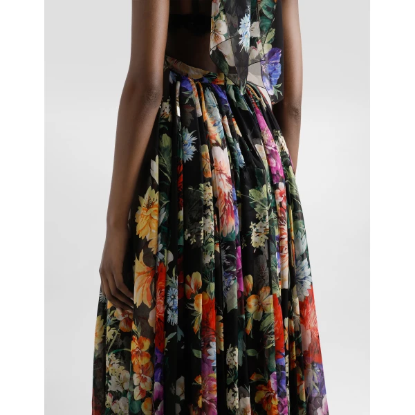 Dolce & Gabbana Flower bouquet-print long chiffon dress, view 5