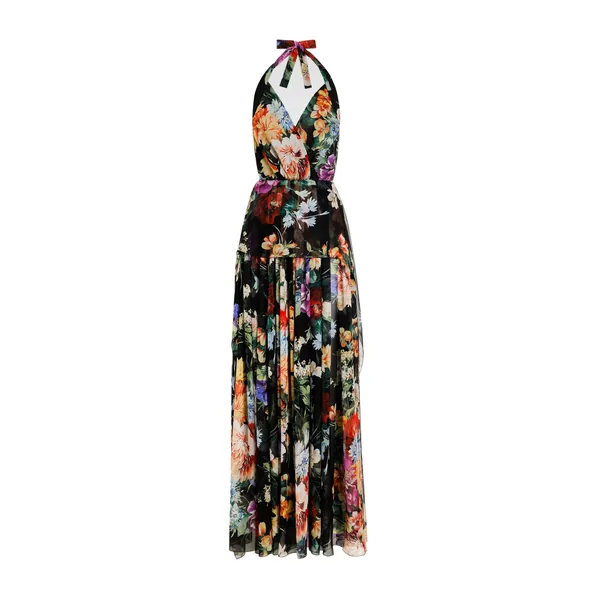 Dolce & Gabbana Flower bouquet-print long chiffon dress