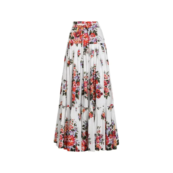 Dolce & Gabbana Flower bouquet-print poplin long skirt