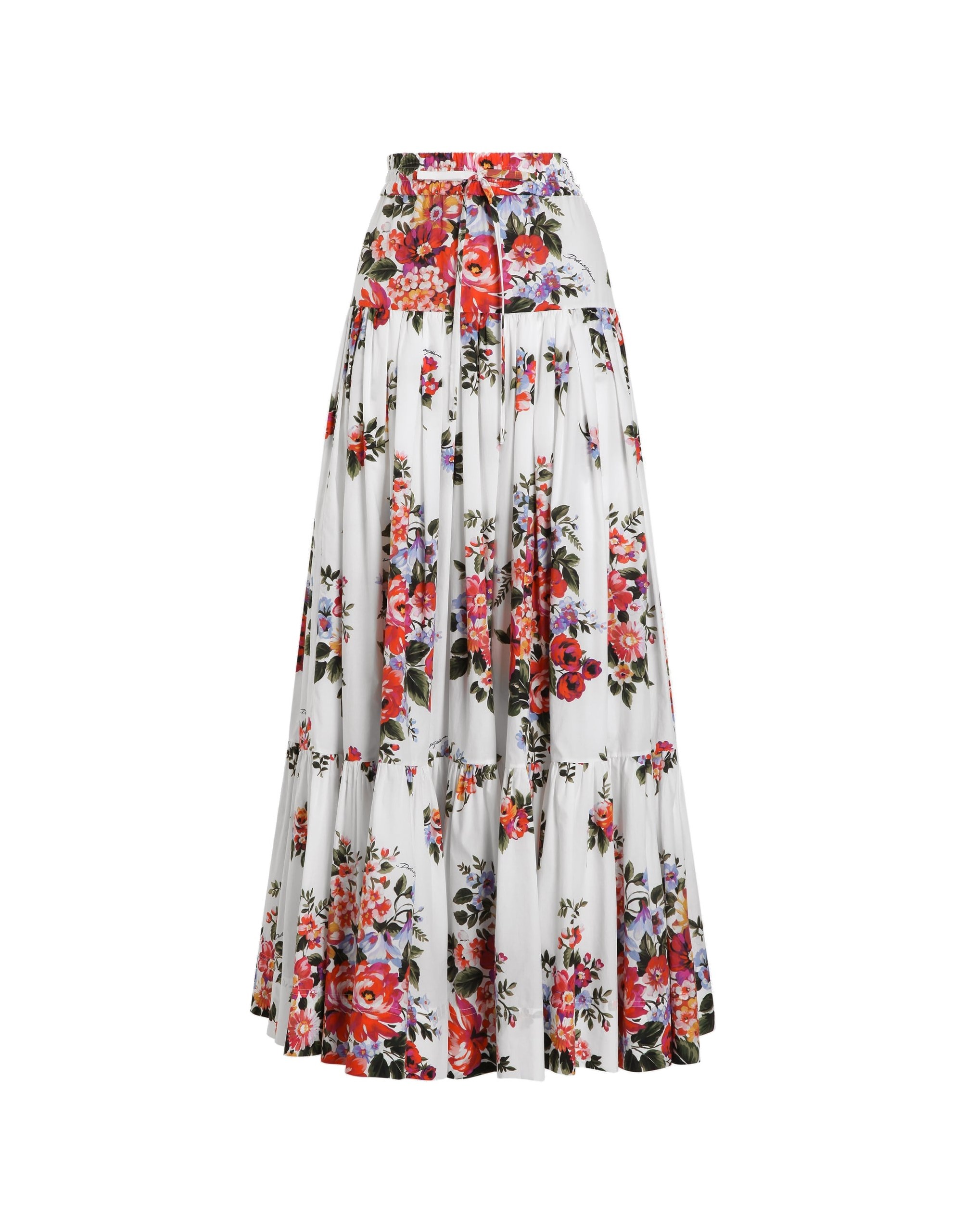 Dolce & Gabbana Flower bouquet-print poplin long skirt