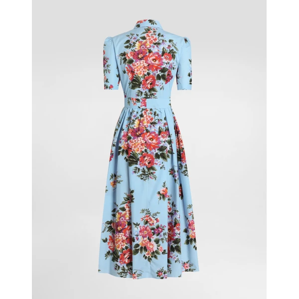 Dolce & Gabbana Flower bouquet-print poplin shirt dress, view 2