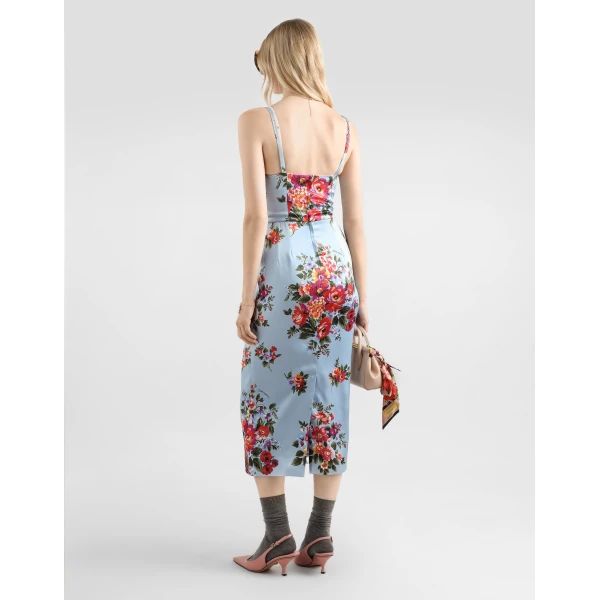 Dolce & Gabbana Flower bouquet-print satin dress, view 3