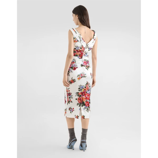 Dolce & Gabbana Flower bouquet-print satin dress, view 3