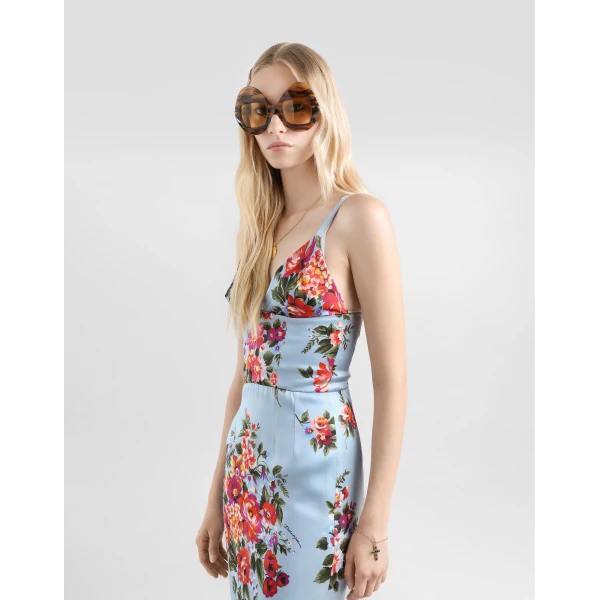 Dolce & Gabbana Flower bouquet-print satin dress, view 4