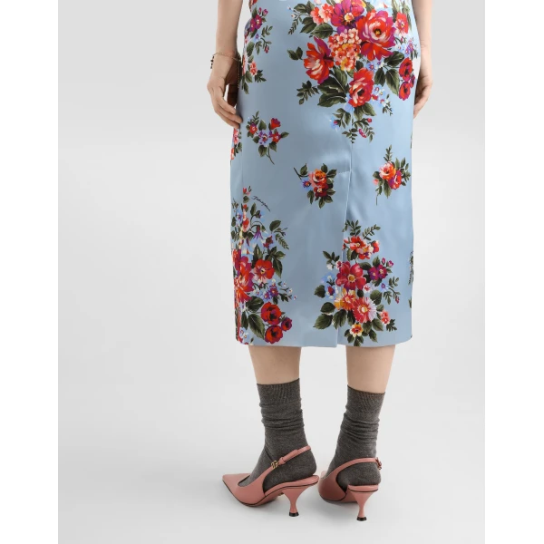 Dolce & Gabbana Flower bouquet-print satin dress, view 5