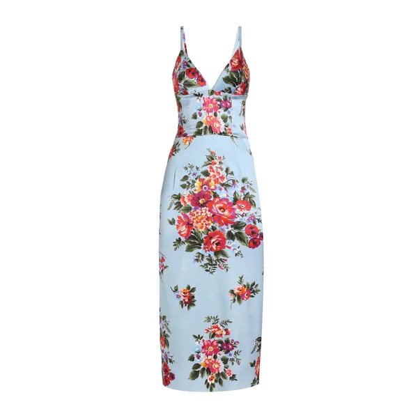 Dolce & Gabbana Flower bouquet-print satin dress