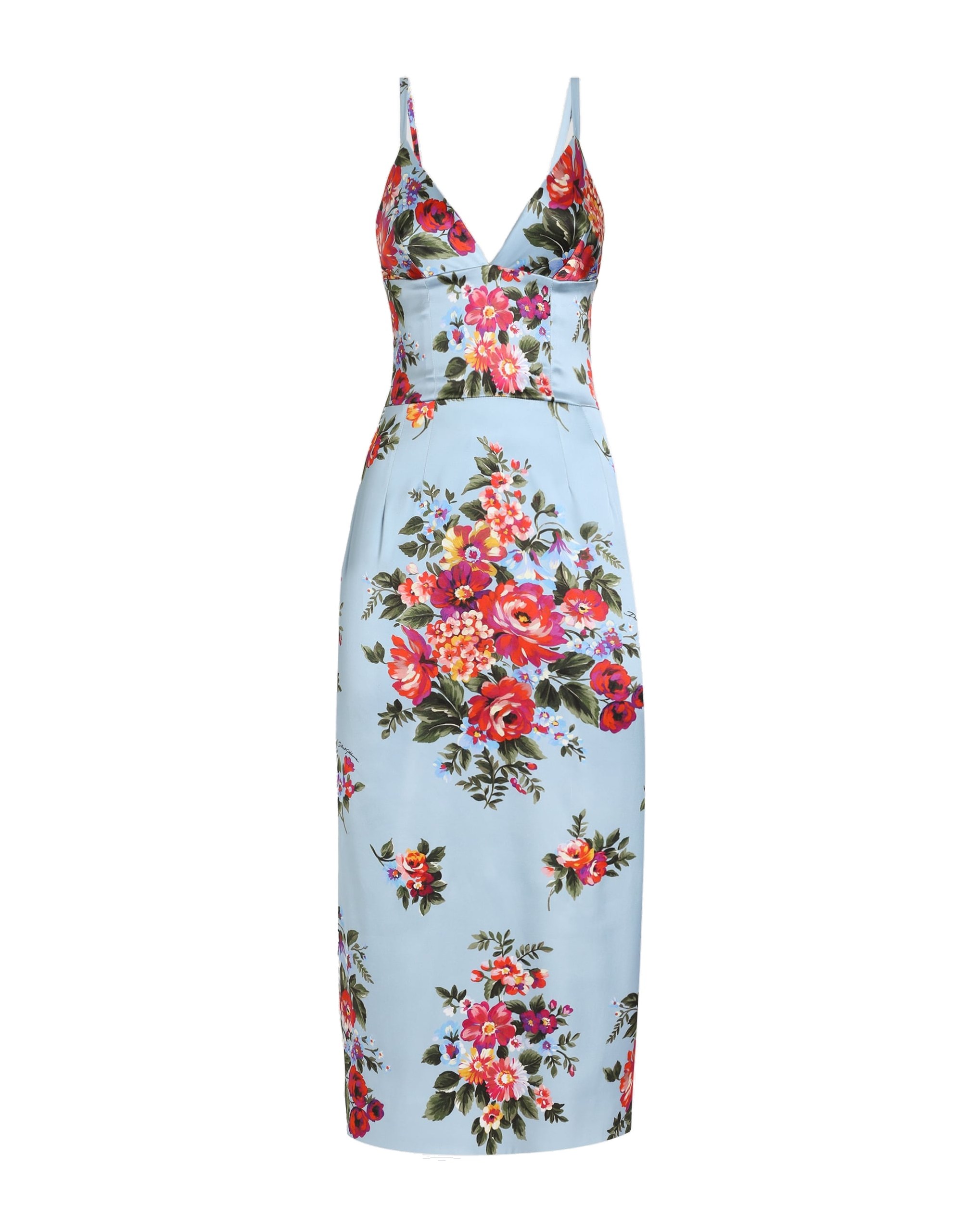 Dolce & Gabbana Flower bouquet-print satin dress